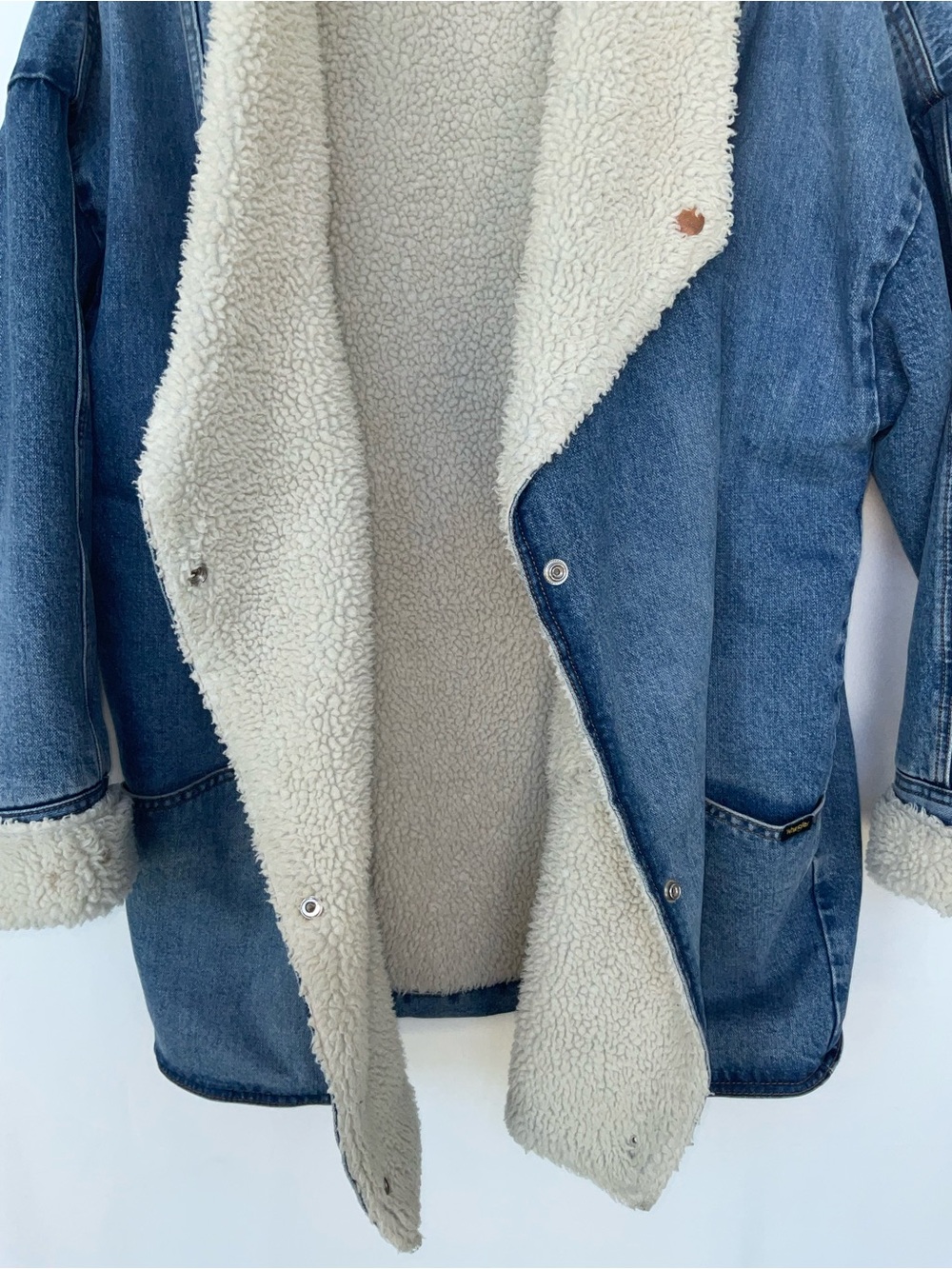 Wrangler Ranch Denim Shearling-Trim Coat - Picture 5 of 10